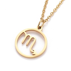 Scorpio 304 Stainless Steel Pendant Necklaces, with Lobster Claw Clasps, Constellation/Zodiac Sign, Golden, Scorpio, 19.68 inch(50cm)