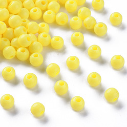 Jaune Perles acryliques opaques, ronde, jaune, 6x5mm, Trou: 1.8mm, environ4400 pcs / 500 g
