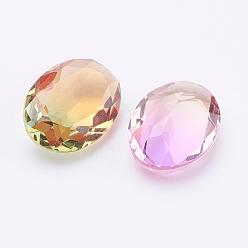 Mixed Color Pointed Back K9 Glass Rhinestone Cabochons, Faceted, Oval, Mixed Color, 18x13x7mm