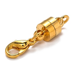Golden Brass Magnetic Clasps Converter, with Lobster Claw Clasps, Column, Golden, 25x6mm