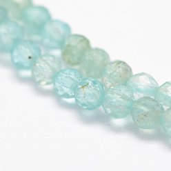 Apatite Natural Apatite Beads Strands, Faceted, Round, 3mm, Hole: 0.5~0.6mm, about 144~151pcs/strand, 15.3~15.7 inch(39~40cm)