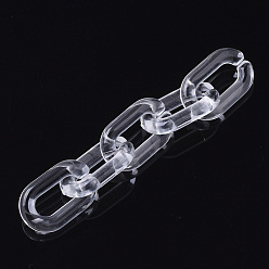 Clair Anneaux de liaison acryliques transparents, connecteurs à liaison rapide, pour la fabrication de chaînes de câble de bijoux, ovale, clair, 15x9x3mm, diamètre intérieur: 3.5x9 mm, sur 2370 pcs / 500 g