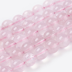 Розовый Кварц Природного розового кварца нитей бисера, круглые, 12 мм, отверстие : 1~2 мм, около 16 шт / нитка, 8 дюйм