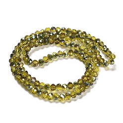 Mixed Color Electroplate Glass Faceted Rondelle Beads Strands, Half Plated, Mixed Color, 4x3mm, Hole: 1mm, about 140pcs/strand, 16.5 inch