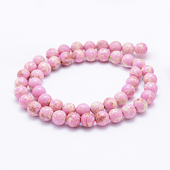 Pink Synthetic Imperial Jasper Beads Strands, Round, Pink, 4mm, Hole: 1mm, about 81~82pcs/strand, 14.5 inch(37cm)