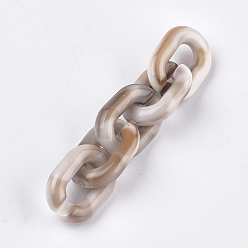Tan Acrylic Linking Rings, Quick Link Connectors, For Jewelry Chains Making, Imitation Gemstone Style, Oval, Tan, 19x14x4mm