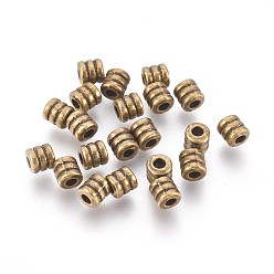 Antique Bronze Tibetan Style Bead Spacers, Antique Bronze Color, Zinc Alloy Beads, Lead Free & Cadmium Free, Column, 4x4mm, Hole: 2mm