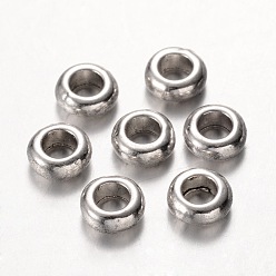 Antique Silver Alloy Spacer, Rondelle, Cadmium Free & Nickel Free & Lead Free, Antique Silver, 7x3mm, Hole: 4mm