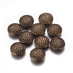 Antique Bronze Tibetan Style Beads, Zinc Alloy Beads, Lead Free & Nickel Free & Cadmium Free, Flat Round, Antique Bronze Color, 17mm in diameter, 6mm thick, hole: 1mm