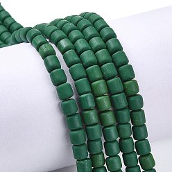 Vert Foncé Polymère main brins d'argile de perles, colonne, vert foncé, 6.5x6mm, Trou: 1.2mm, Environ 61 pcs/chapelet, 15.75 pouce (40 cm)