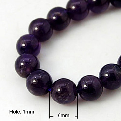 Indigo Natural Amethyst Beads Strands, Dyed, Round, Indigo, 6mm, Hole: 1mm; about 32pcs/strand, 7 inch