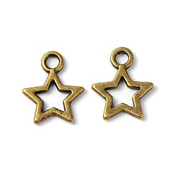 Antique Bronze Tibetan Style Alloy Pendants, Lead Free, Nickel Free and Cadmium Free, Star, Antique Bronze, 10mm wide, 12mm long, hole: 2mm