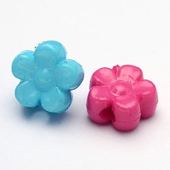 Mixed Color Solid Color Acrylic Beads, Flower, Mixed Color, 8.5x9x4mm, Hole: 2mm, about 2686pcs/500g