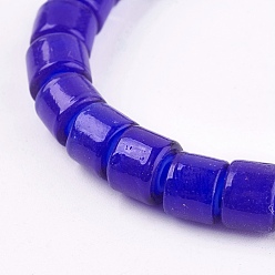 Dark Blue Handmade Lampwork Beads, Column, Dark Blue, 8x6mm, Hole: 3mm