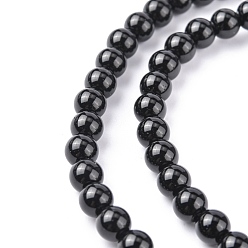 Noir Synthétiques pierre noire brins de perles, teint, ronde, noir, 6mm, Trou: 0.8mm, Environ 62 pcs/chapelet, 14.5~15 pouce