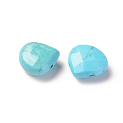 Deep Sky Blue Natural Magnesite Beads, Dyed, Faceted, Teardrop, Deep Sky Blue, 13x13x6mm, Hole: 1mm