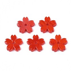 Rouge Perles acryliques opaques, sakura, rouge, 10.5x11x2mm, Trou: 1.2mm