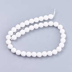 Blanc Jade naturel rangées de perles, teint, facette, ronde, blanc, 10mm, Trou: 1mm, 38 pcs / chapelet, 14.5 pouce