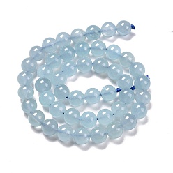 Aquamarine Natural Aquamarine Beads Strands, Round, 8mm, Hole: 1mm, about 47pcs/strand, 15.7 inch(40cm)