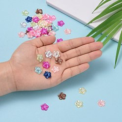 Mixed Color 5-Petal ABS Plastic Imitation Pearl Bead Caps, Flower, Mixed Color, 12x13x1.5mm, Hole: 1mm, about 1000pcs/bag