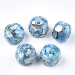Sky Blue Resin Beads, with Shell, Rondelle, Sky Blue, 13x9mm, Hole: 2mm