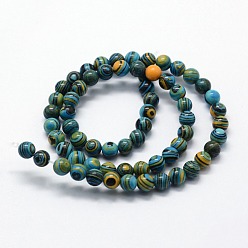 Sky Blue Synthetic Malachite Beads Strands, Dyed, Round, Sky Blue, 6mm, Hole: 1mm, about 63pcs/strand, 14.96 inch(38cm)