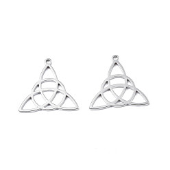 Stainless Steel Color 201 Stainless Steel Pendants, Trinity Knot, Stainless Steel Color, 25x26x1.5mm, Hole: 1.8mm