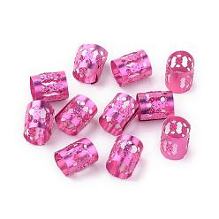 Deep Pink Aluminum Dreadlocks Beads Hair Decoration, Hair Coil Cuffs, Deep Pink, 9x8mm, Hole: 7mm