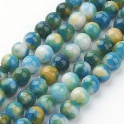 Coloré Chapelets de perles de jade , jade blanc naturel, teint, ronde, colorées, 8mm, Trou: 1mm, Environ 51 pcs/chapelet, 15.7 pouce