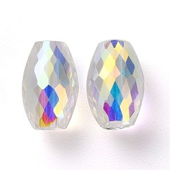 Crystal AB Glass Rhinestone Beads, Faceted, Barrel, Crystal AB, 12x7.5mm, Hole: 1.4mm