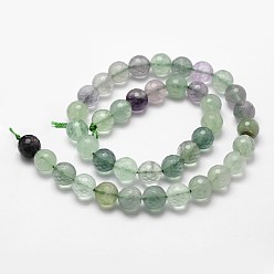 Fluorite Natural Fluorite Beads Strands, Faceted, Round, 8mm, Hole: 1mm, about 44pcs/strand, 14.9 inch~15.1 inch
