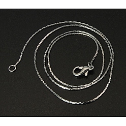 Platinum Brass Necklaces, Platinum, Size: about 1mm wide, 17.7 inch long