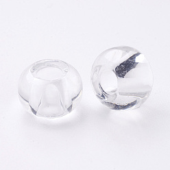 Clear Glass European Beads, Large Hole Beads, Rondelle, Clear, 15x10mm, Hole: 5~6.4mm