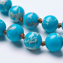 Jaspe Impérial Colliers perlés en jaspe de régalite naturelle / jaspe impérial / sédiment marin, ronde, teints et chauffée, turquoise, 36 pouce (91.44 cm)