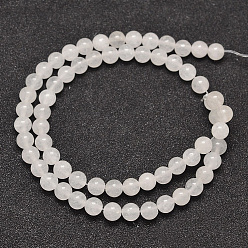 White Jade Natural Round White Jade Bead Strands, 4mm, Hole: 0.8mm, about 98pcs/strand, 15.7 inch