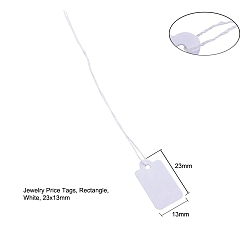 White White Rectangle Jewelry Price Tags, Item Price Label with String Price Paper Display for Goods Tags, Rectangle, White, 23x13mm