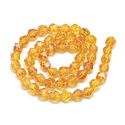 Citrine Natural Citrine Beads Strands, Star Cut Round Beads, Faceted, Dyed & Heated, 6~6.5x6mm, Hole: 1mm, about 58pcs/strand, 15.9 inch