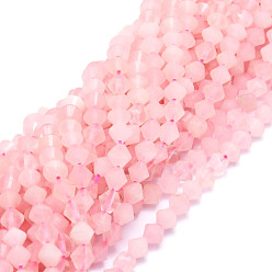 Rose Quartz Natural Rose Quartz Beads Strands, Faceted, Bicone, 5.5~6x5.5~6mm, Hole: 0.8mm, about 72pcs/strand, 15.55''(39.5cm)