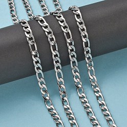 Stainless Steel Color 304 Stainless Steel Figaro Chains, Unwelded, Stainless Steel Color, 7mm