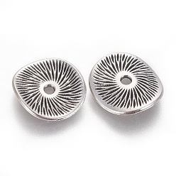Antique Silver Tibetan Style Alloy Beads, Lead Free and Cadmium Free and Nickel Free, Antique Silver, about 15mm long, 14mm wide, 1mm thick, hole: 2mm