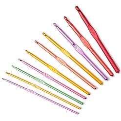 Mixed Color Aluminum Crochet Hooks Needles, Mixed Color, 150x3~11.5mm, Pin: 2mm/2.5mm/3mm/3.5mm/4mm/4.5mm/5mm/5.5mm/6mm/6.5mm/7mm/8mm, 12pcs/set