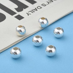 Silver 925 Sterling Silver Beads, Round, Silver, 8mm, Hole: 3mm