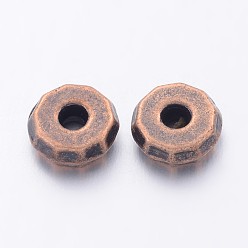 Red Copper Tibetan Style Spacer Beads, Cadmium Free & Nickel Free & Lead Free, Rondelle, Red Copper, 8x3mm, Hole: 2mm