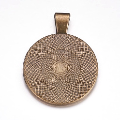 Bronze Antique   Support de pendentif de cabochon en alliage métallique , cuvettes à bord droit, diy accessoires pour la fabrication de bijoux, bronze antique, sans cadmium et sans plomb, plateau: 24.5 mm, 37x28x6.5 mm, Trou: 6x4mm