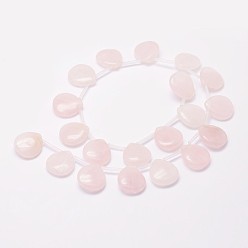 Rose Quartz Natural Rose Quartz Beads Strands, Top Drilled Beads, Flat Teardrop, 20x18x6mm, Hole: 1.2mm, about 20pcs/strand