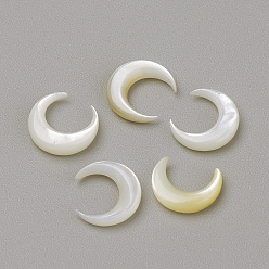 Seashell Color Natural White Shell Mother of Pearl Shell Cabochons, Moon, Seashell Color, 8x7.5x2mm