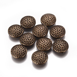 Antique Bronze Tibetan Style Beads, Antique Bronze Color, Zinc Alloy Beads, Lead Free & Cadmium Free, Flat Round, 17mm in diameter, 6mm thick, hole: 1mm