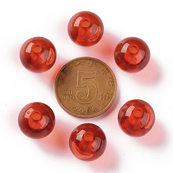 Red Transparent Acrylic Beads, Round, Red, 12x11mm, Hole: 2.5mm, about 566pcs/500g