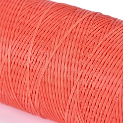Orange Red Waxed Polyester Cord, Micro Macrame Cord, Waxed Sewing Thread, Flat, Orange Red, 0.8mm, about 284.33 yards(260m)/roll