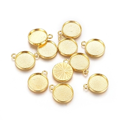 Golden Tibetan Style Pendant Cabochon Settings, Plain Edge Bezel Cups, Cadmium Free & Nickel Free & Lead Free, Golden, 17.5x14.5x2.5mm, Hole: 2mm, Flat Round Tray: 12.5mm